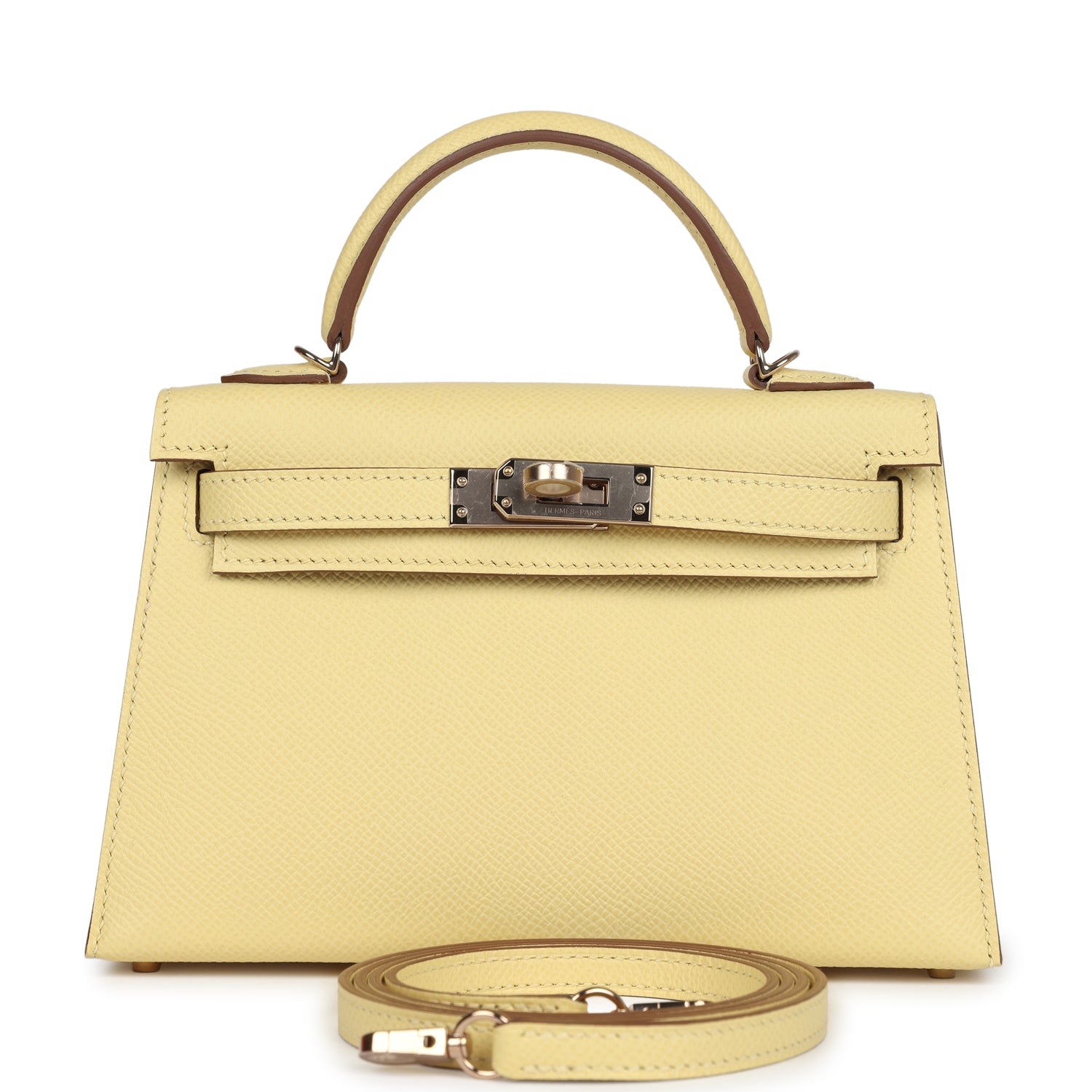 Hermes Special Order (HSS) Kelly Sellier 20 Jaune Poussin Verso Epsom Permabrass Hardware